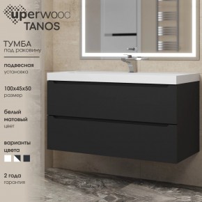 Тумба под раковину Uperwood Tanos 100 см, подвесная, черная матовая в Белоярском - beloyarskiy.mebel24.online | фото 3