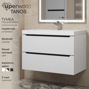 Тумба под раковину Uperwood Tanos 80 см, подвесная, белая/графит в Белоярском - beloyarskiy.mebel24.online | фото 3