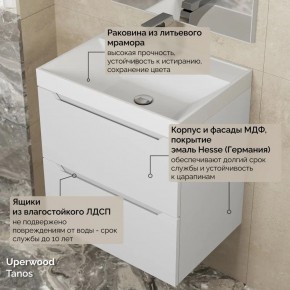 Тумба с раковиной Uperwood Tanos 50 см, подвесная, белая матовая в Белоярском - beloyarskiy.mebel24.online | фото 6