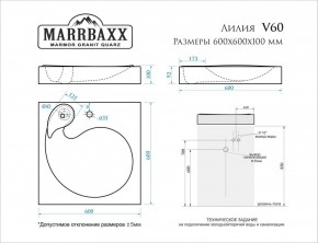 Умывальник над стиральной машиной (600*600х100) Лилия V60 (белый) с кронштейном без сифона (V60) в Белоярском - beloyarskiy.mebel24.online | фото 2